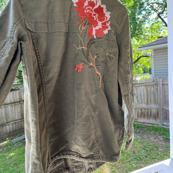Embroidered Olive Green Military Jacket - Picture 2 of 6
